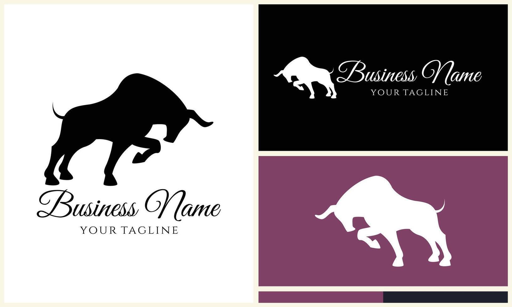 silhouette buffalo bull bison logo vector