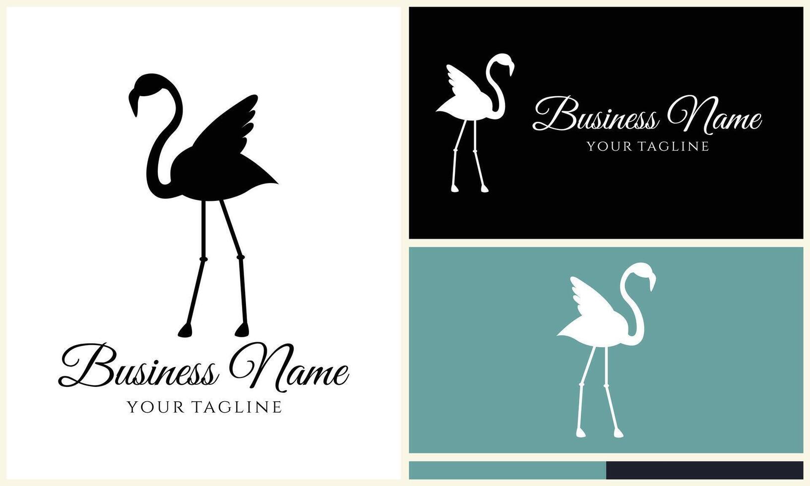 silhouette stork flamingo logo template vector