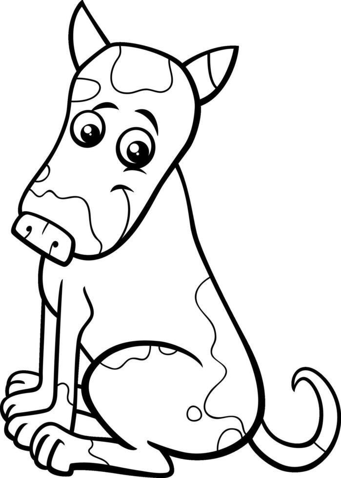 happy cartoon spotted dog animal character coloring page vector