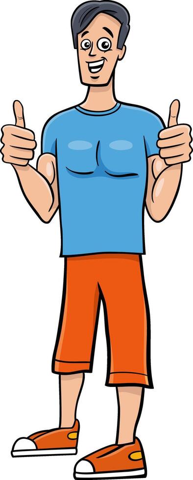 funny cartoon happy young man or guy character vector