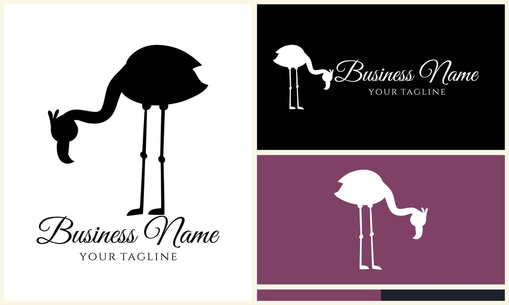 silhouette stork flamingo logo template vector