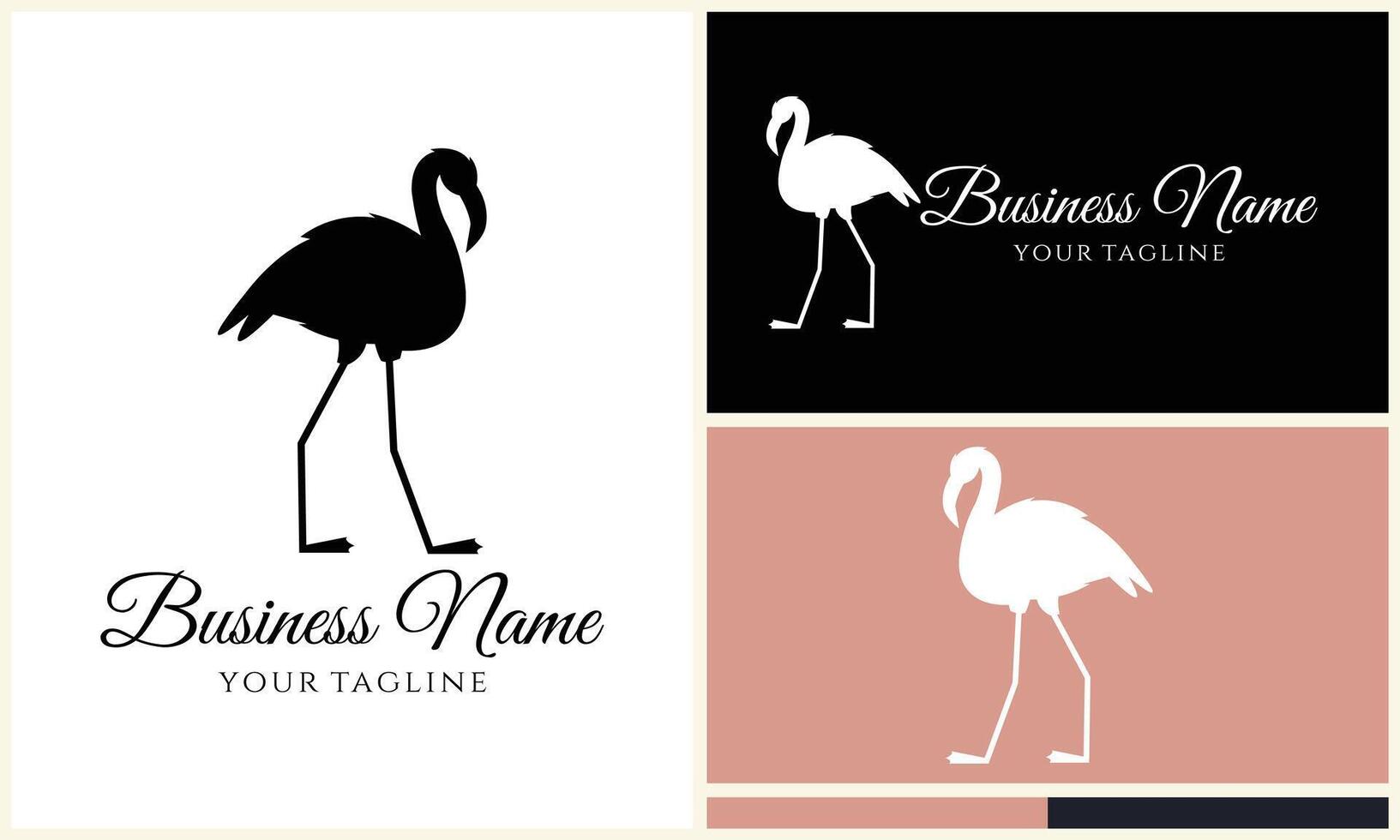 silhouette flamingo vector logo template