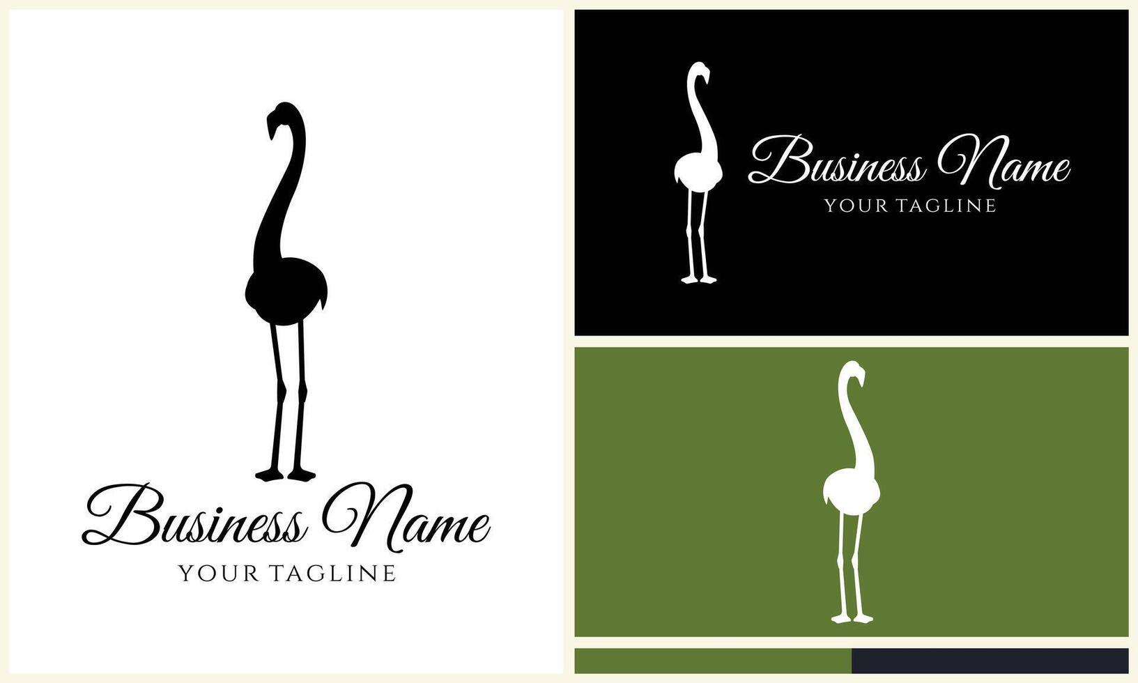 silhouette stork flamingo logo template vector