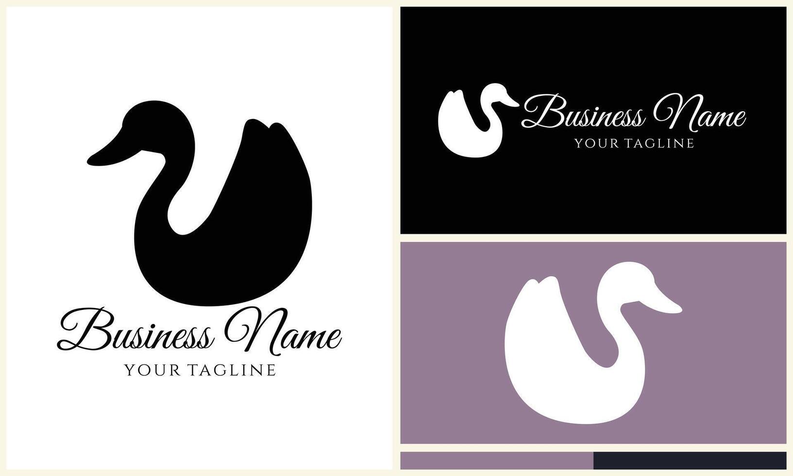 silhouette duck swim logo template vector