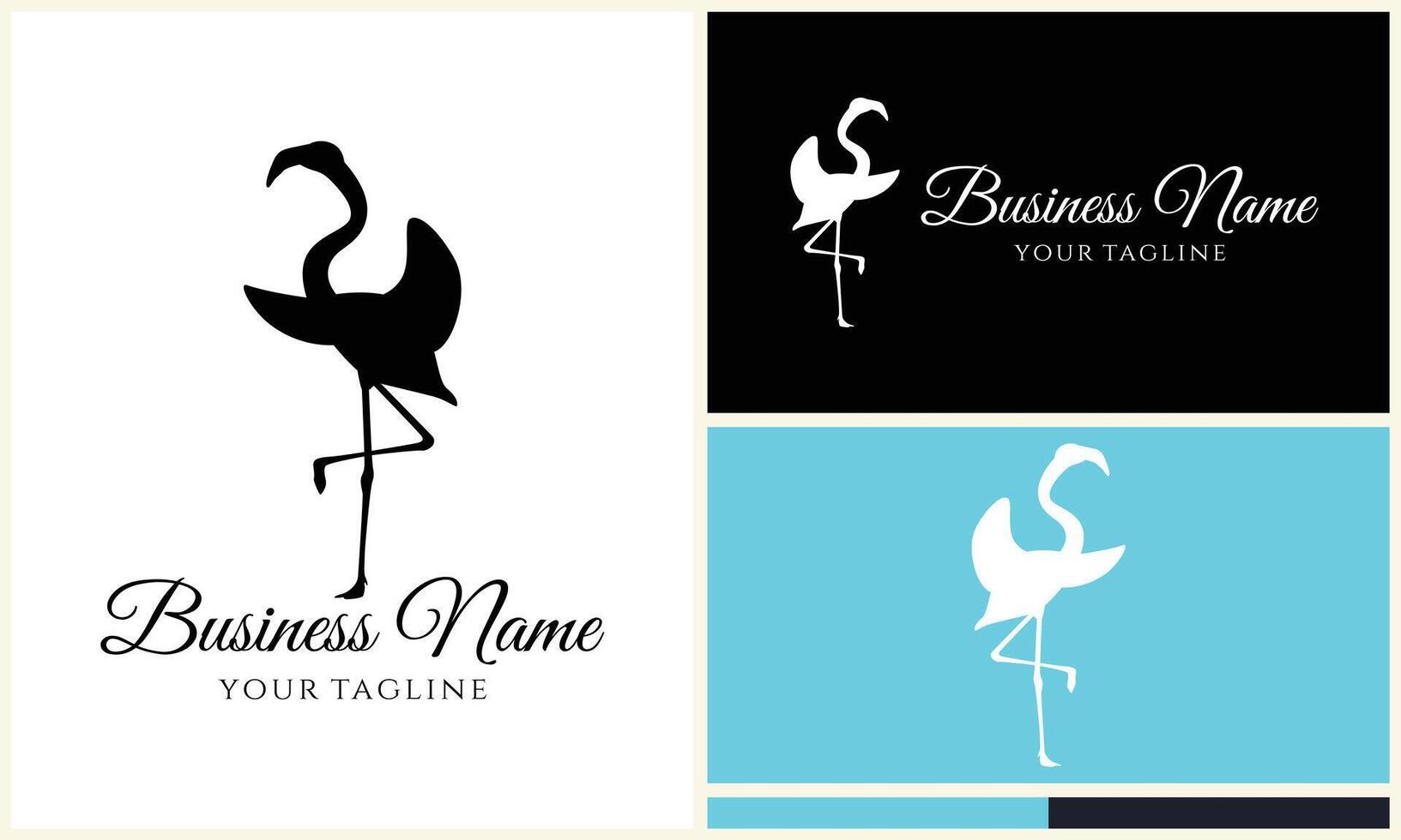 silhouette stork flamingo logo template vector