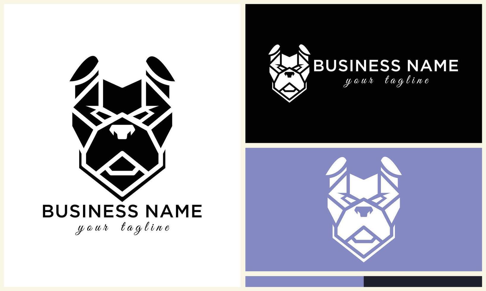 line head bulldog logo template vector