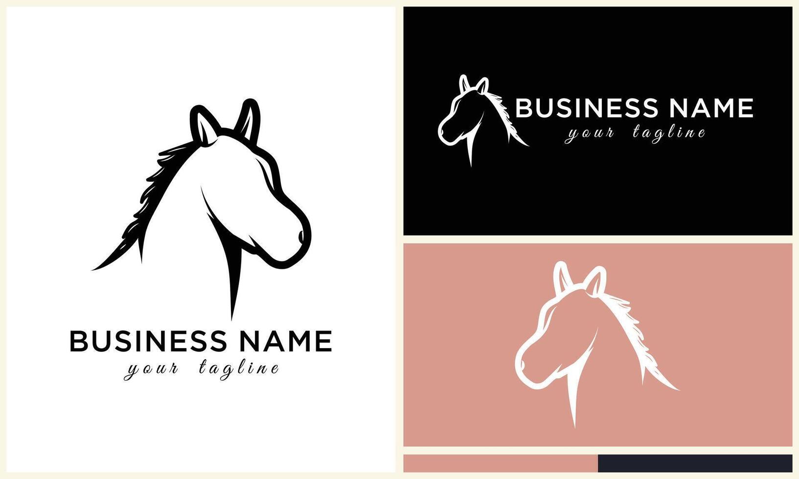 línea caballo cabeza logo diseño vector