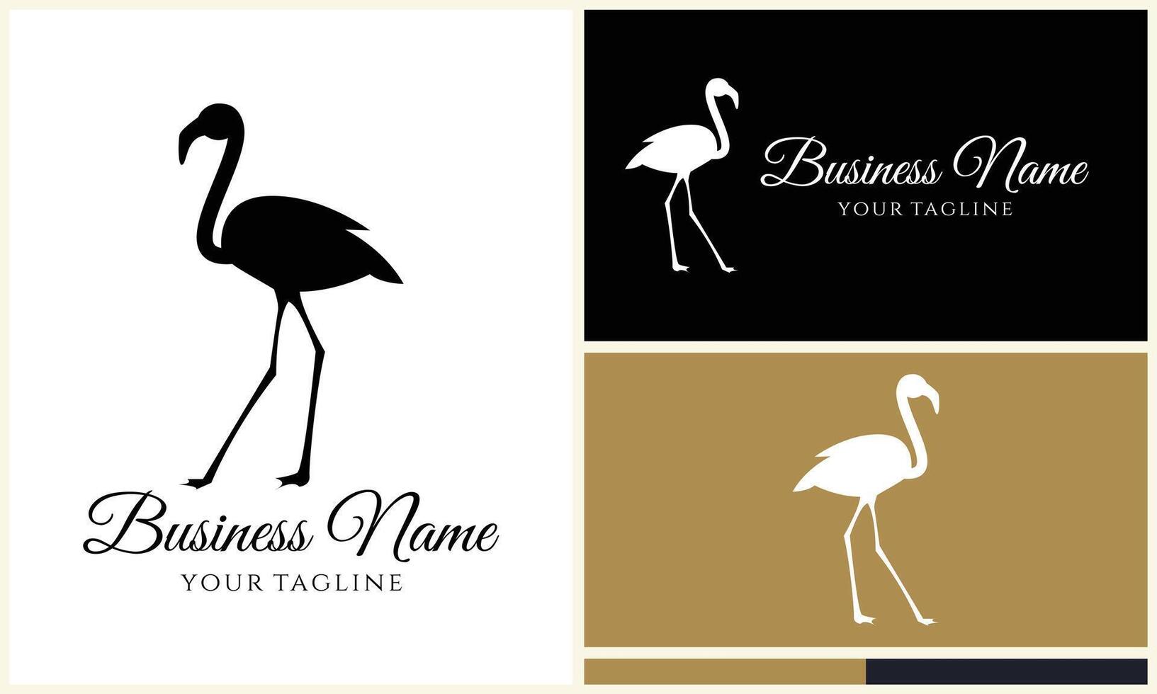 silhouette stork flamingo logo template vector