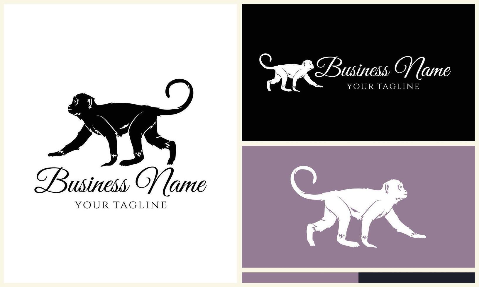 silhouette monkey vector logo template