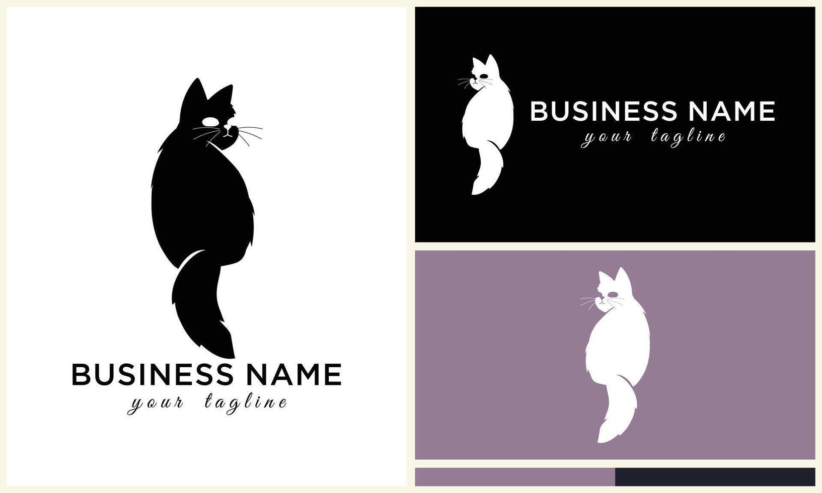 line cat head logo template vector