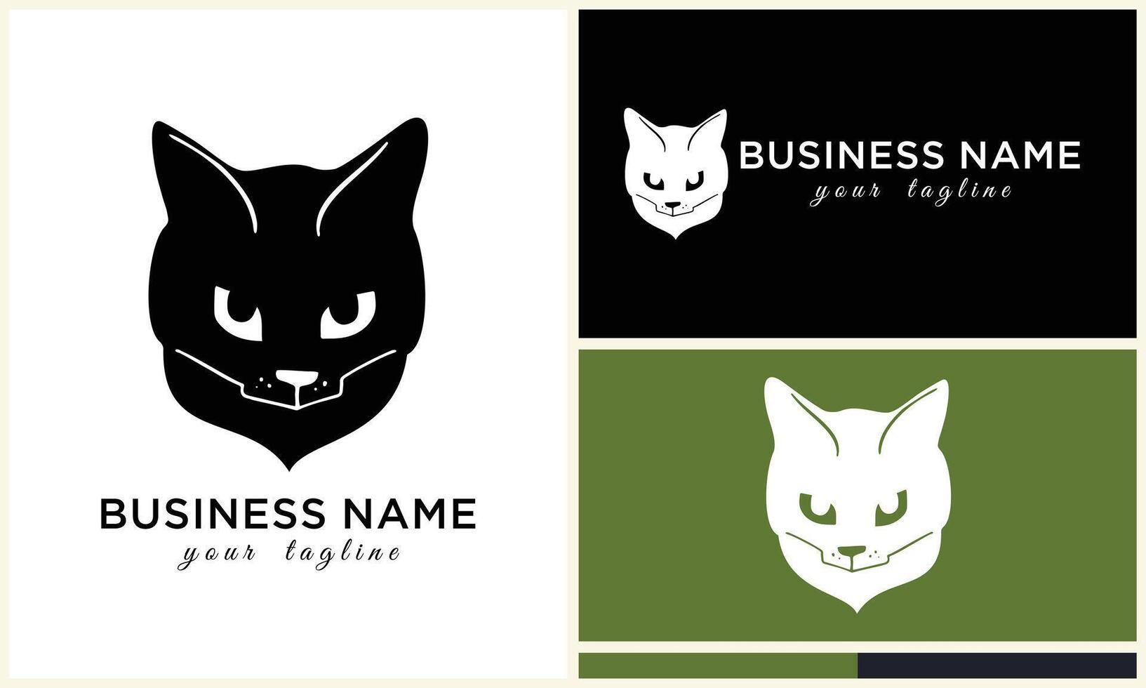 line cat head logo template vector