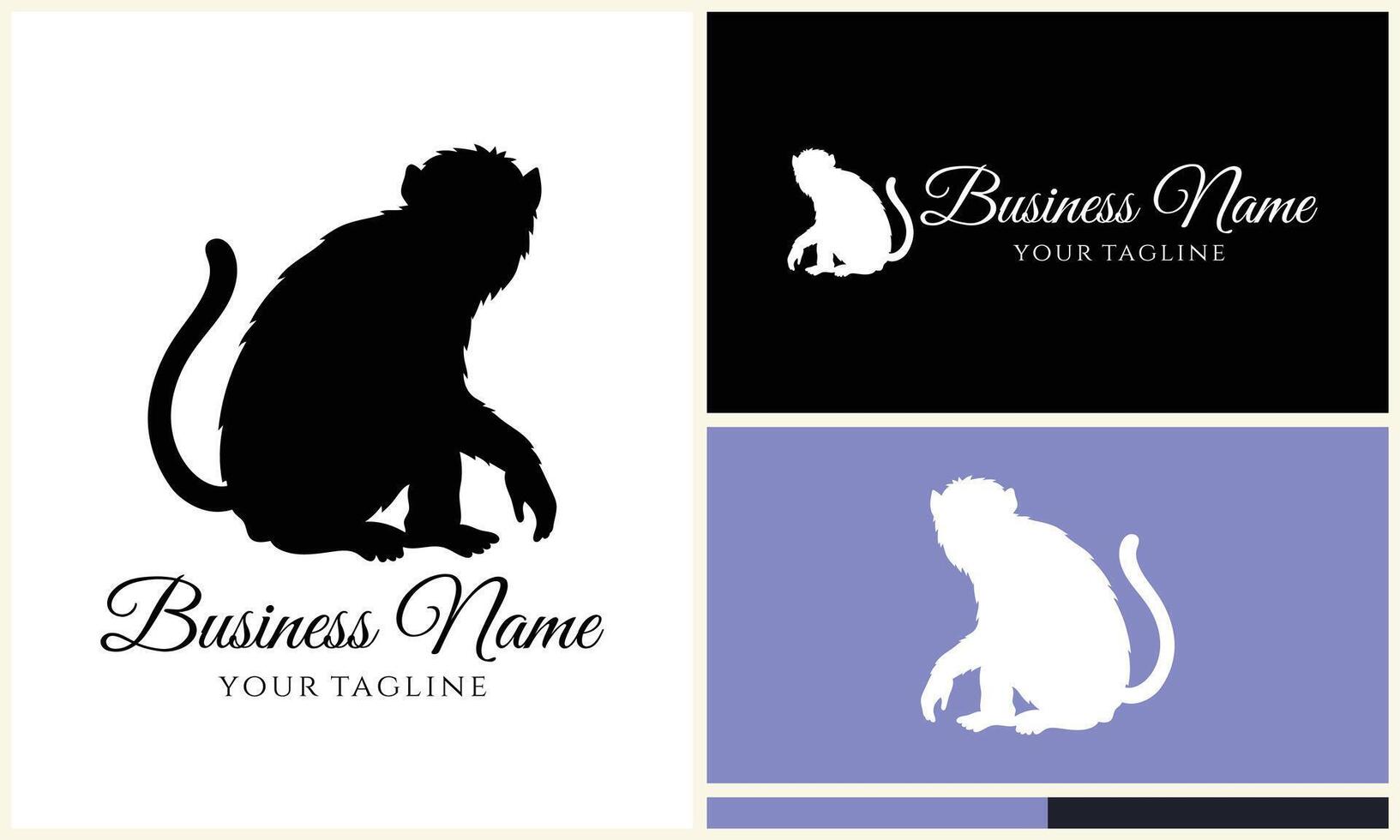 silhouette monkey vector logo template