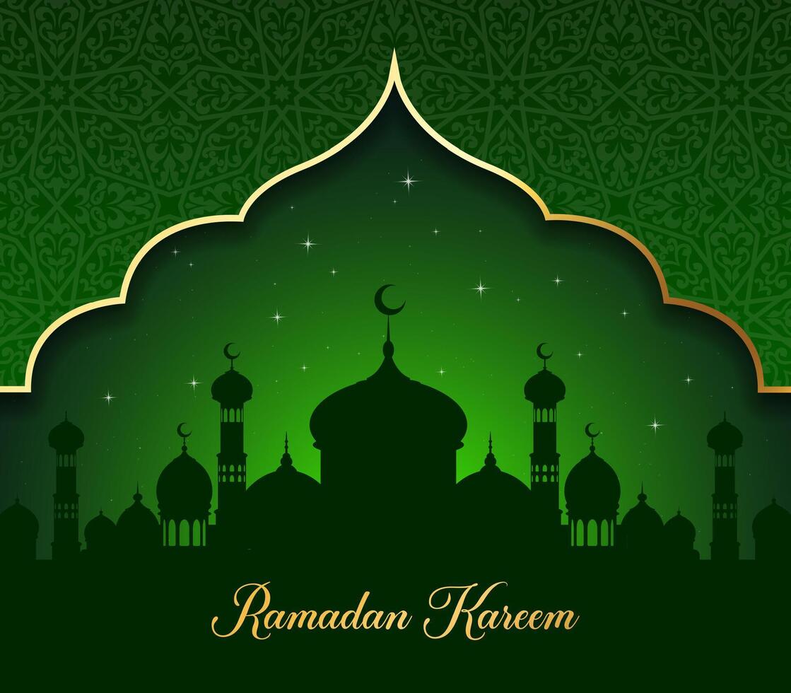 Ramadán kareem fiesta bandera con musulmán mezquita vector