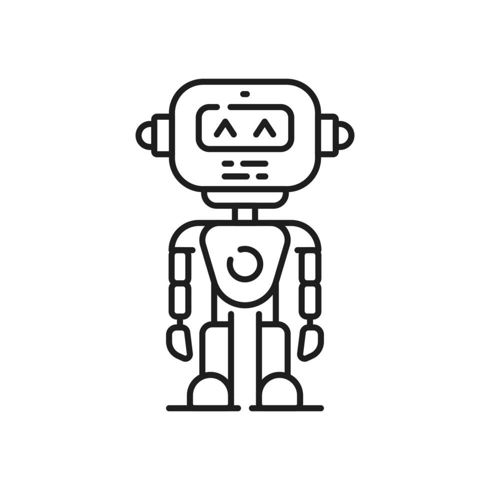 dibujos animados robot línea icono, robótico androide personaje vector