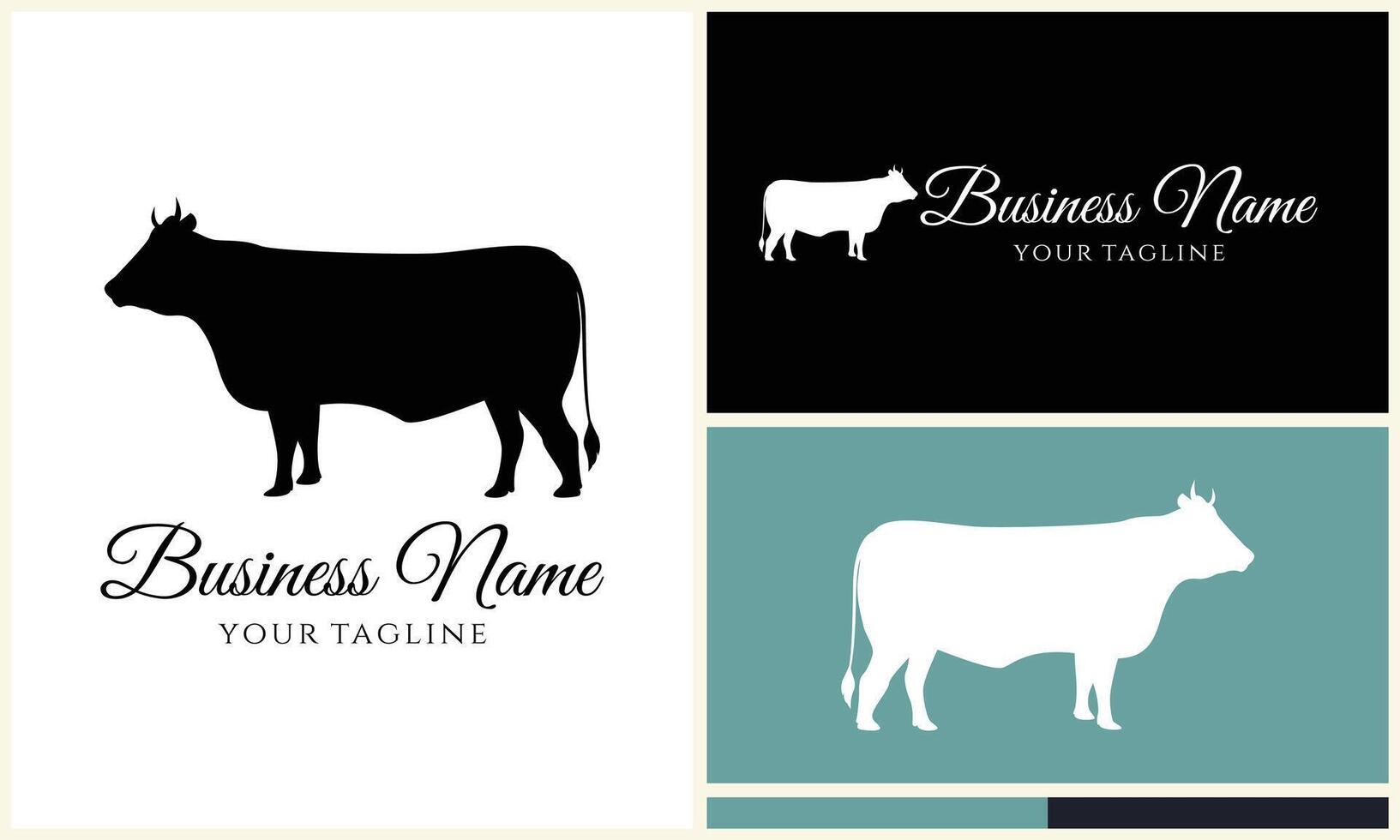 silhouette cow buffalo logo template vector