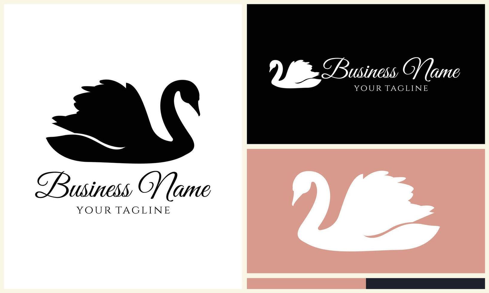 silhouette duck swim logo template vector