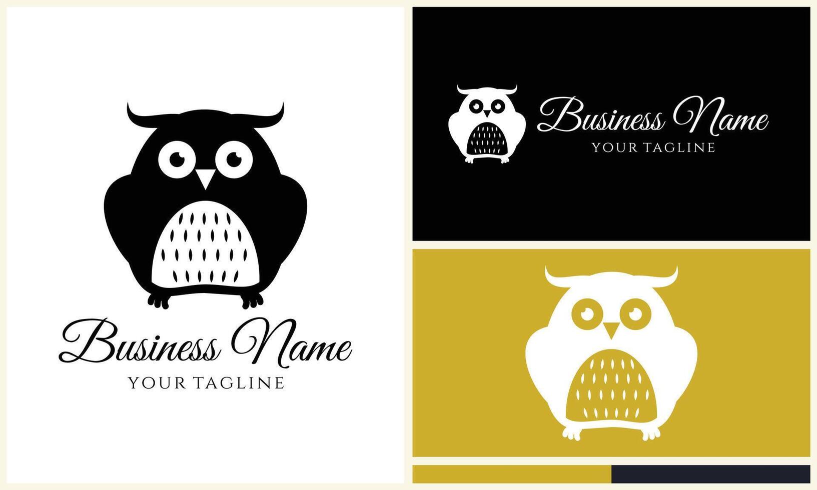 silhouette owl bird logo template vector