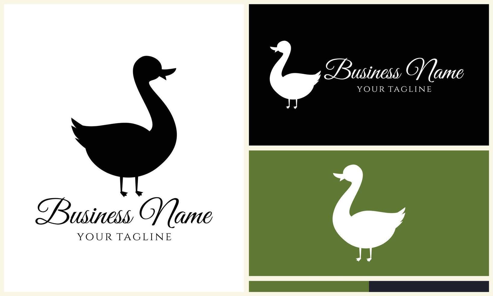 silhouette duck swim logo template vector