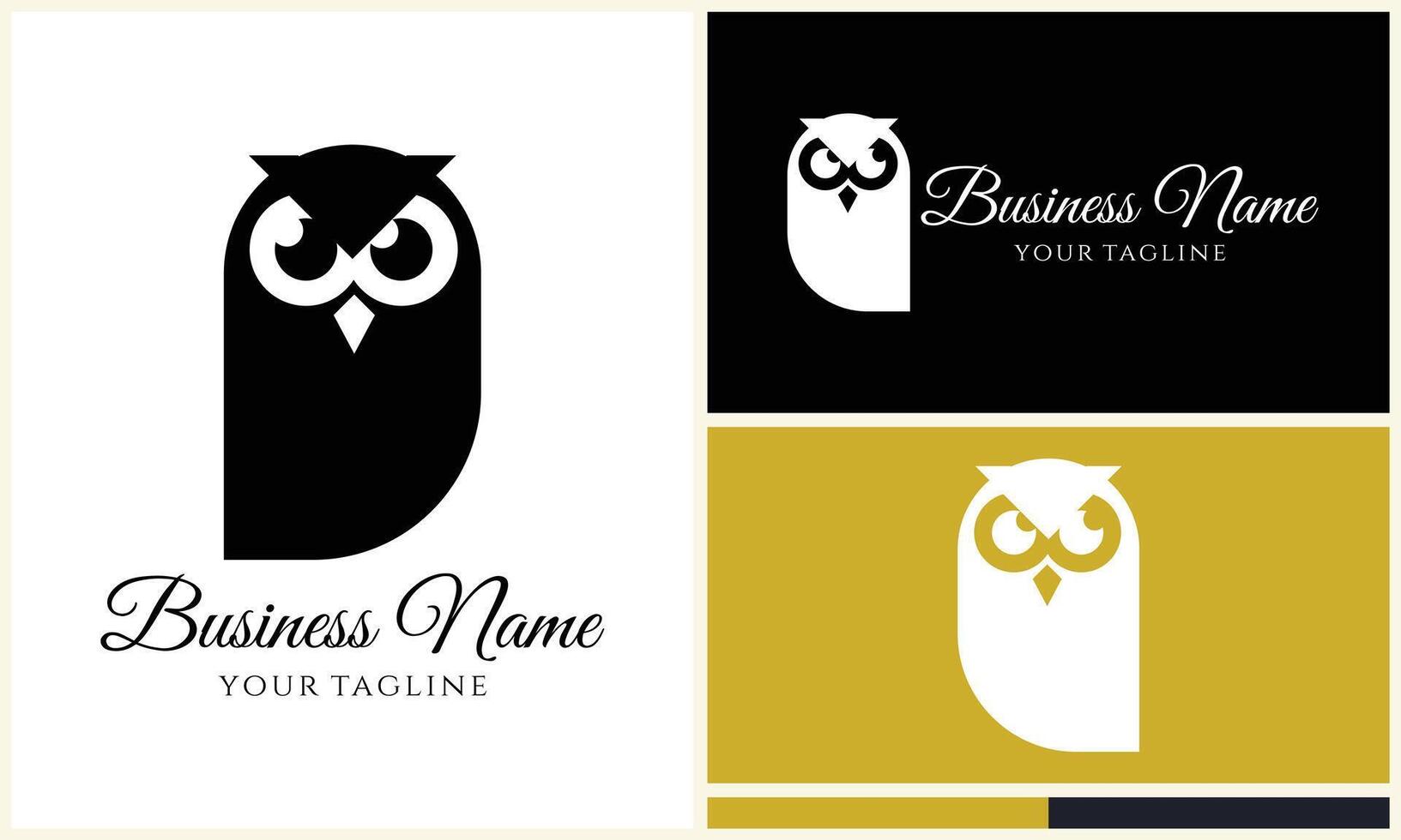 silhouette owl bird logo template vector