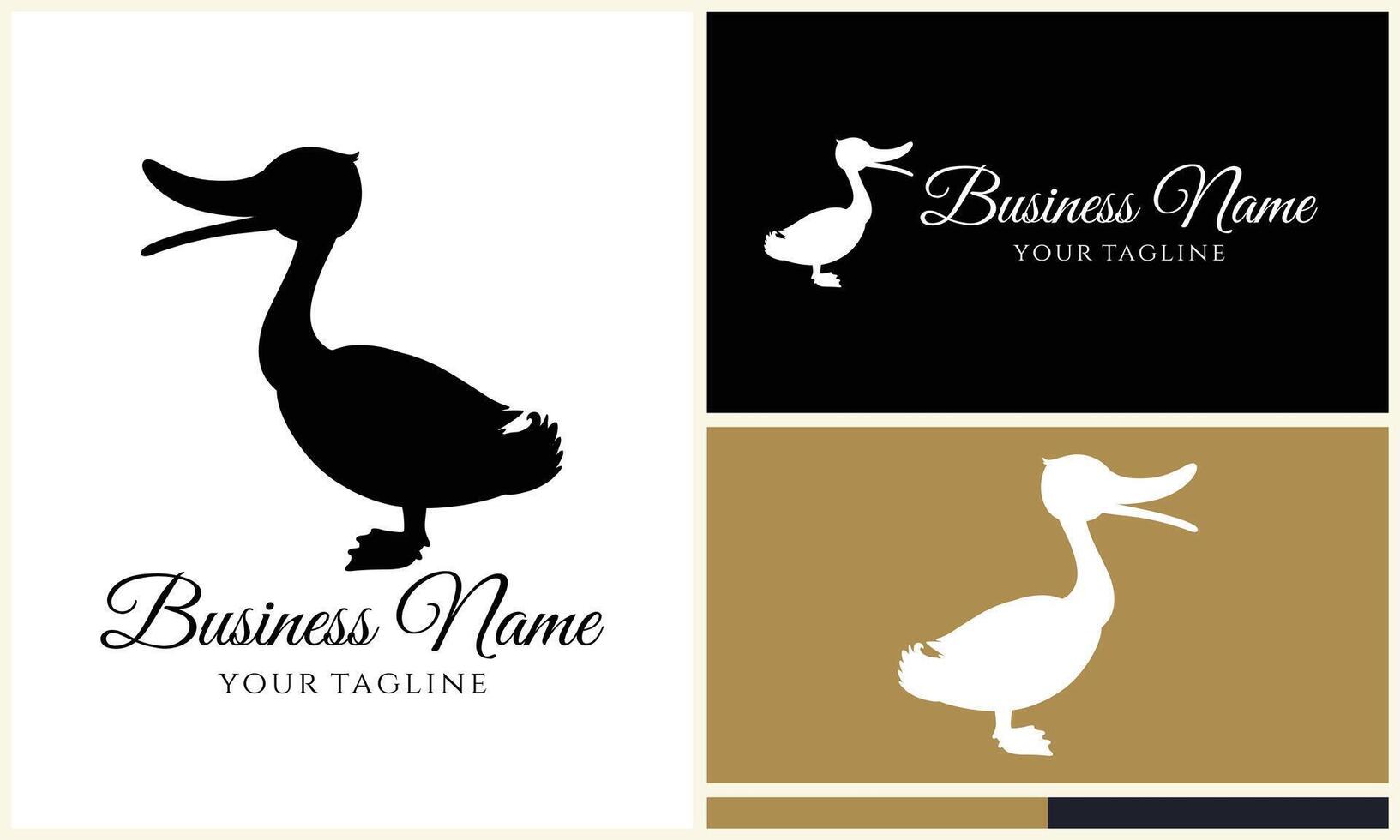 silhouette duck swim logo template vector