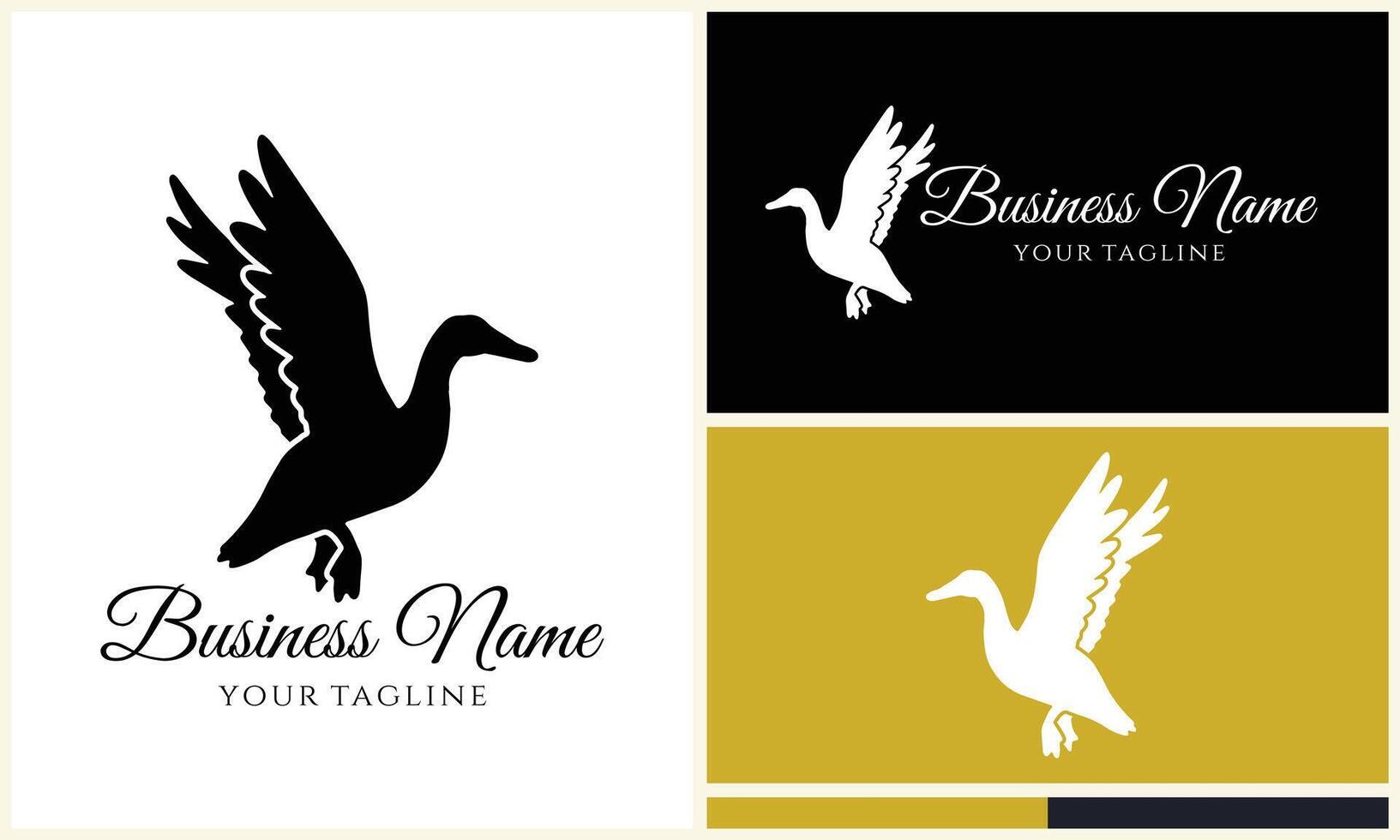 silhouette duck swim logo template vector