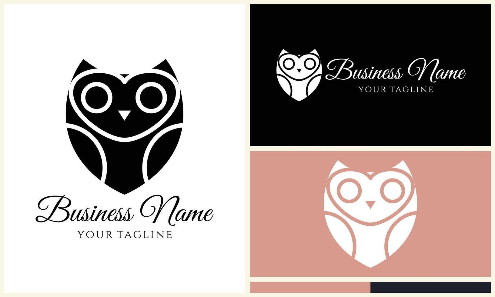 silhouette owl bird logo template vector