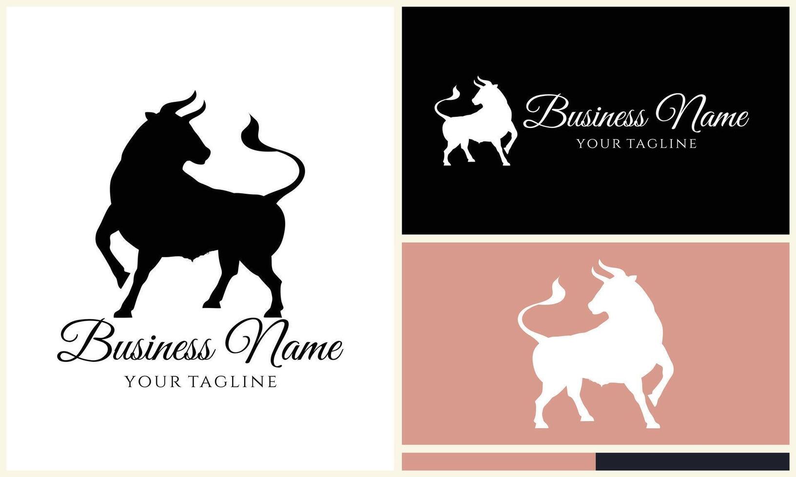 silhouette buffalo bull bison logo vector