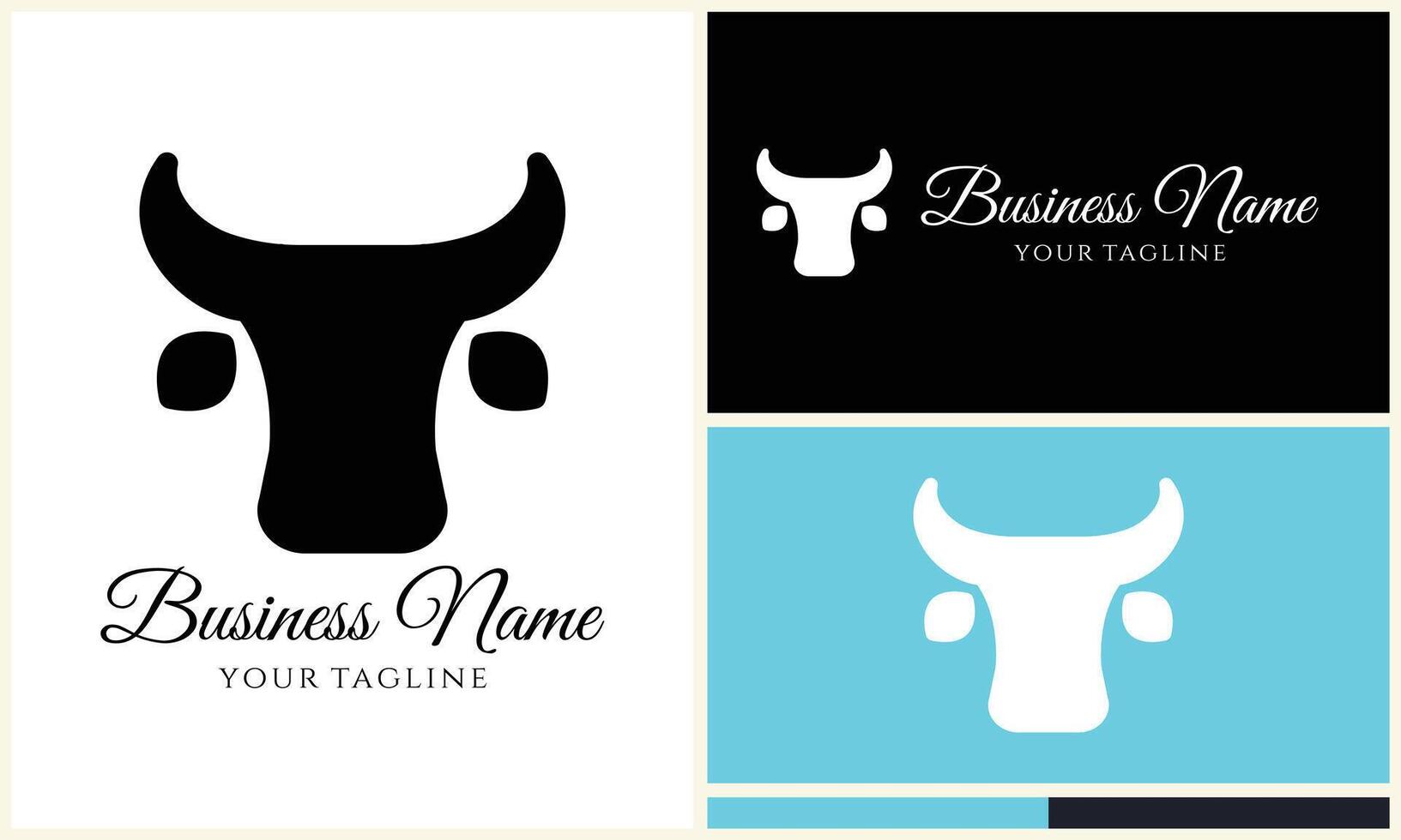 silhouette cow buffalo logo template vector