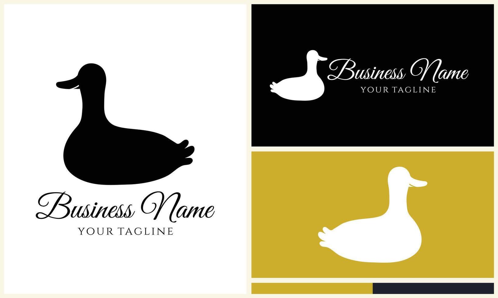 silhouette duck swim logo template vector