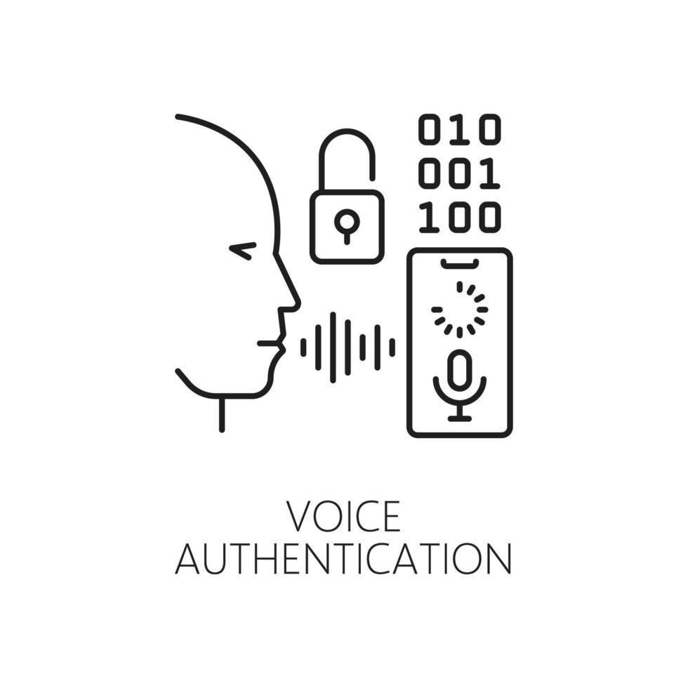 Voice authentication icon biometric identification vector