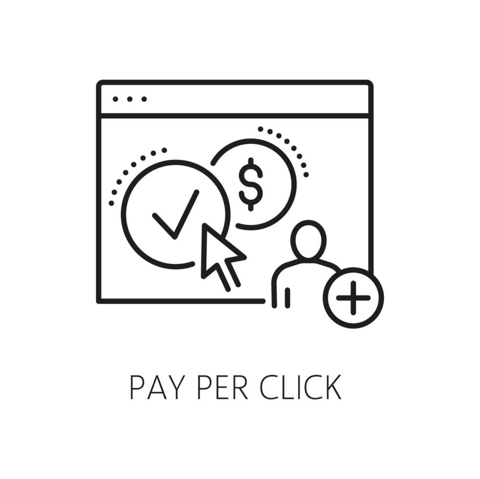 Pay per click icon, SEM or search engine marketing vector