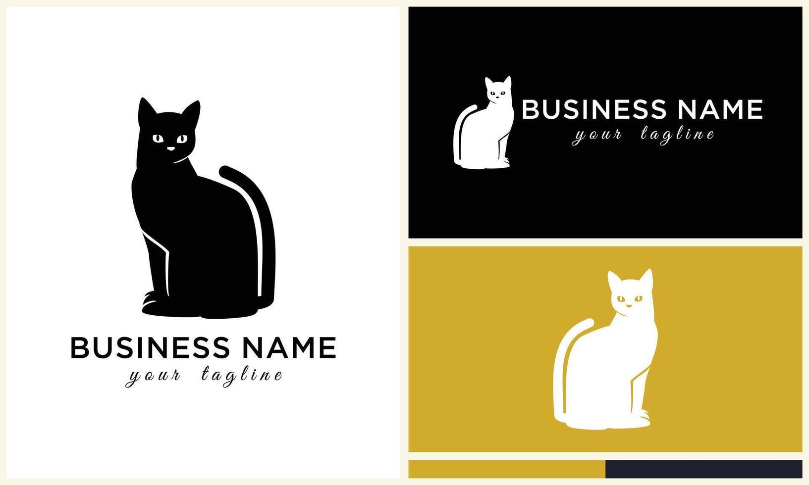 line cat head logo template vector