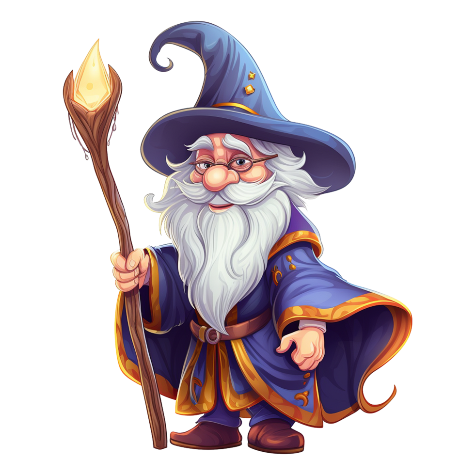 AI generated Cartoon wizard isolated on transparent background png