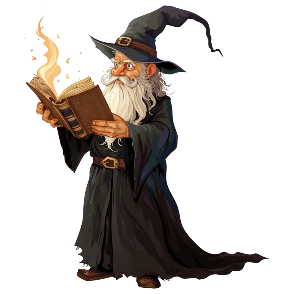 AI generated Cartoon wizard isolated on transparent background png