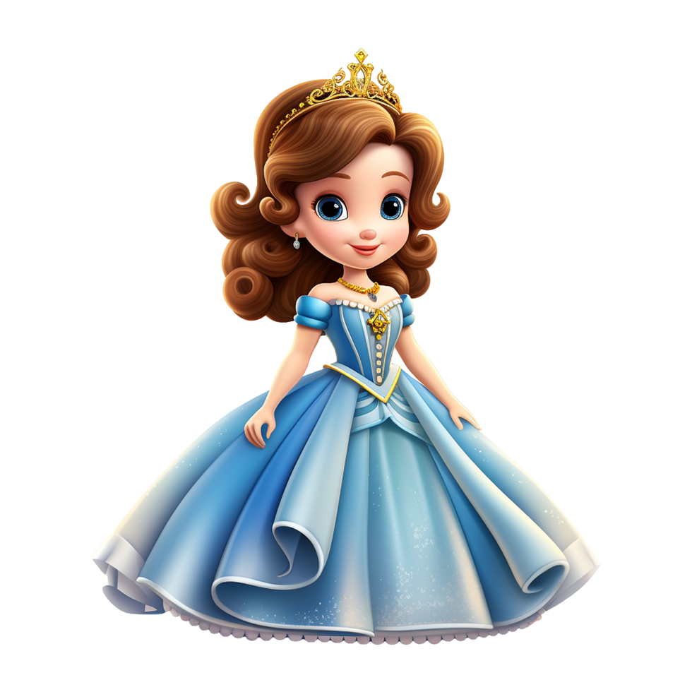 AI generated Cute princess cartoon isolated on transparent background png