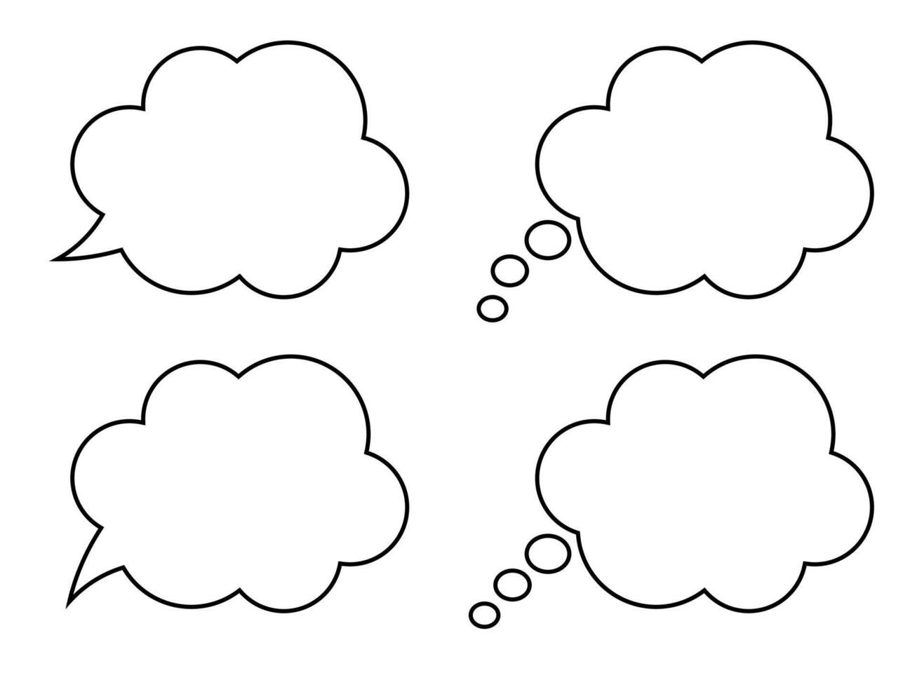 Thought bubble line icon. Speech or think bubble, empty communication cloud. Set of vector design elements. Editable stroke.