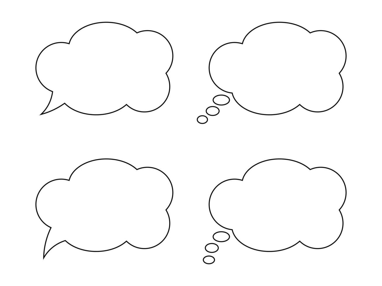 Thought bubble line icon. Speech or think bubble, empty communication cloud. Set of vector design elements. Editable stroke.