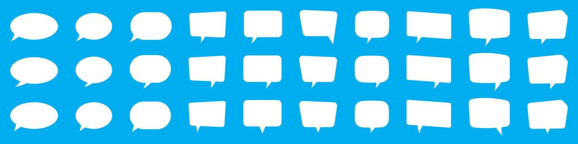 Set of speech bubbles. Speak bubble text, cartoon chatting box, message box. Blank empty white speech bubbles. vector