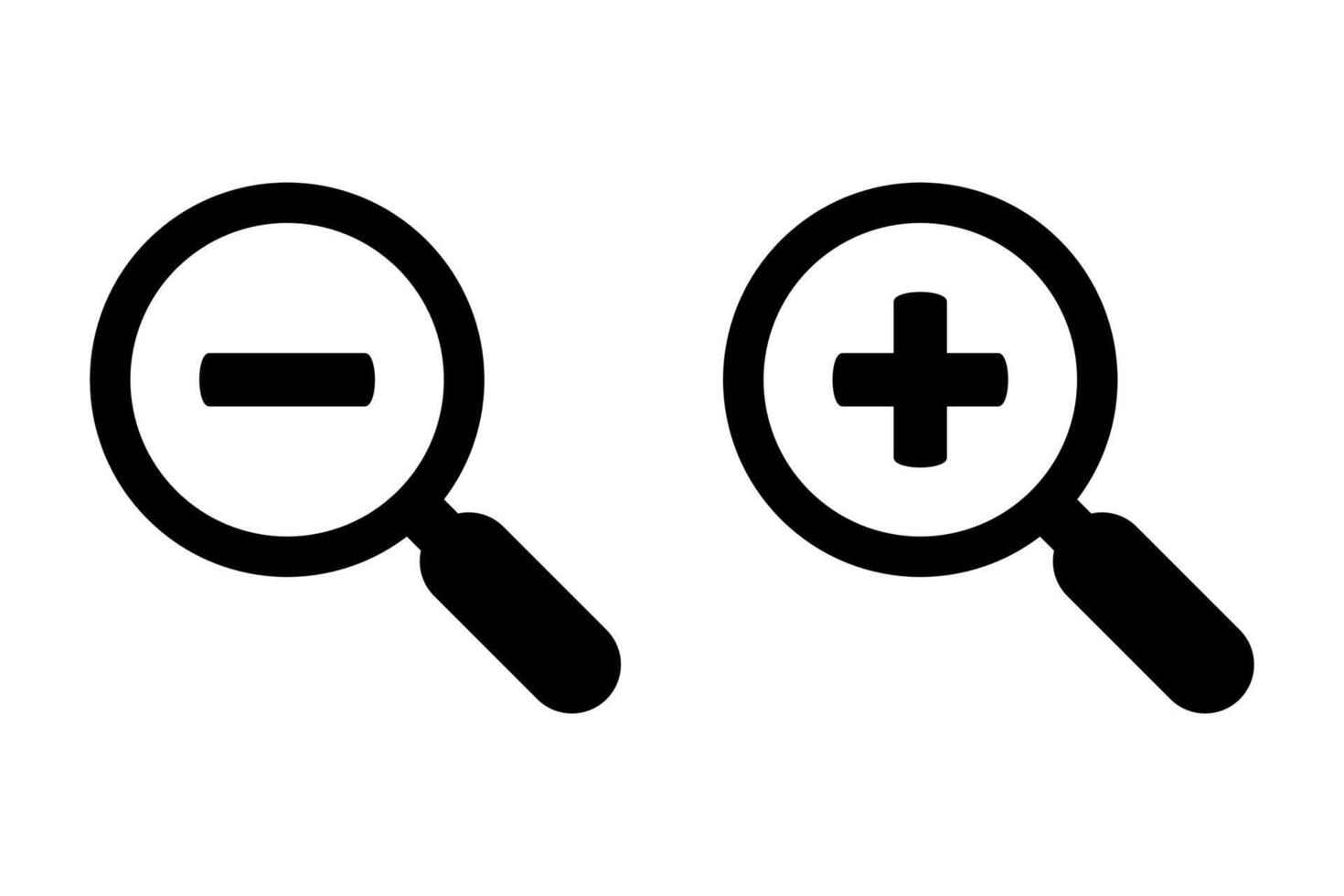 Zoom in and Zoom out magnifying glass icon. vector