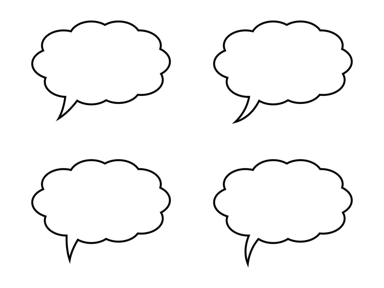 Thought bubble line icon. Speech or think bubble, empty communication cloud. Set of vector design elements. Editable stroke.