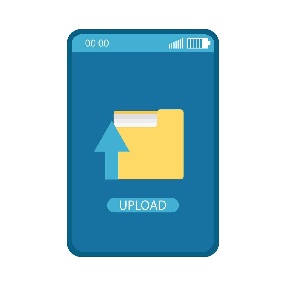 upload folder in mobile phone illustration vector