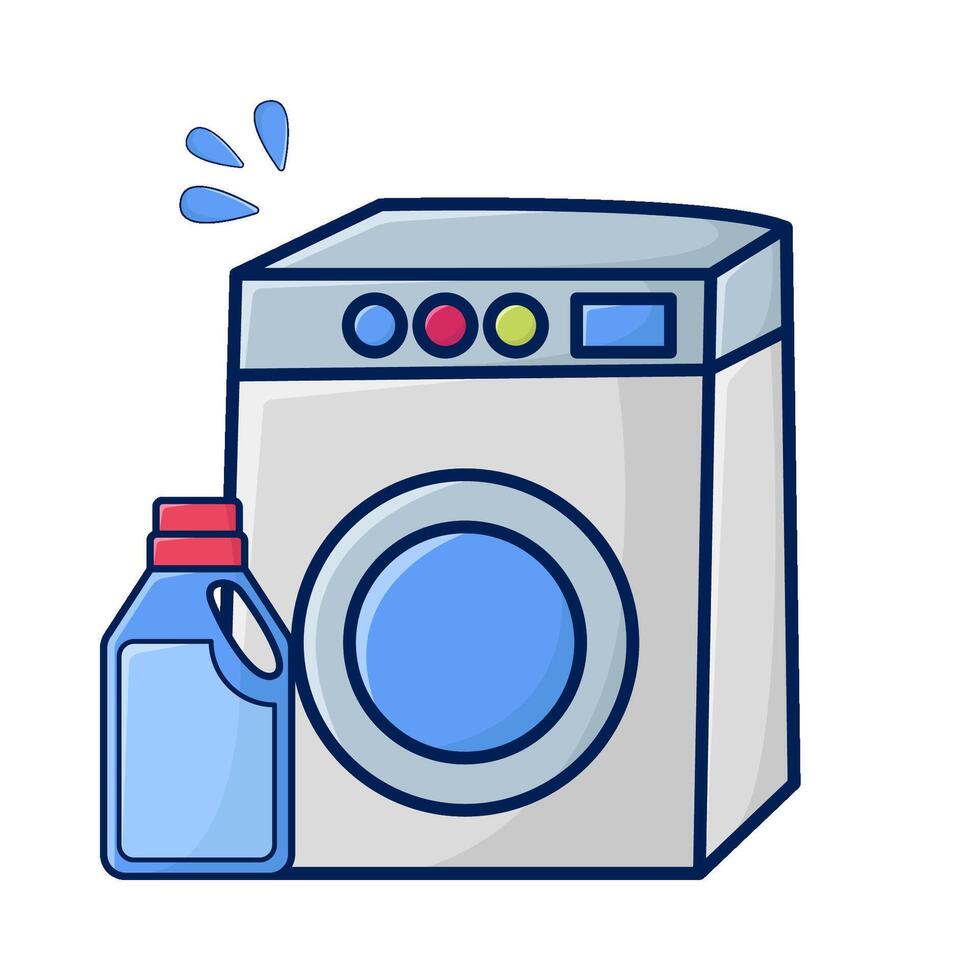 washing machine with bottle detergent liquid illustration vector