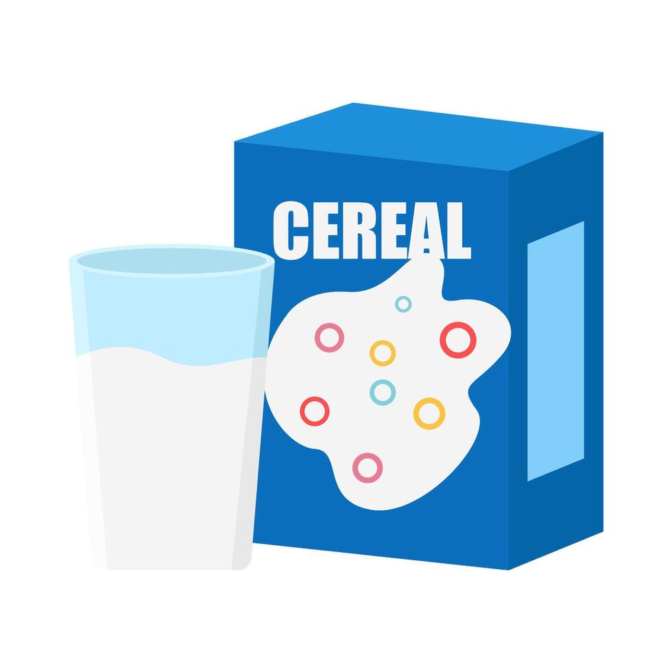 caja cereal con botella Leche ilustración vector