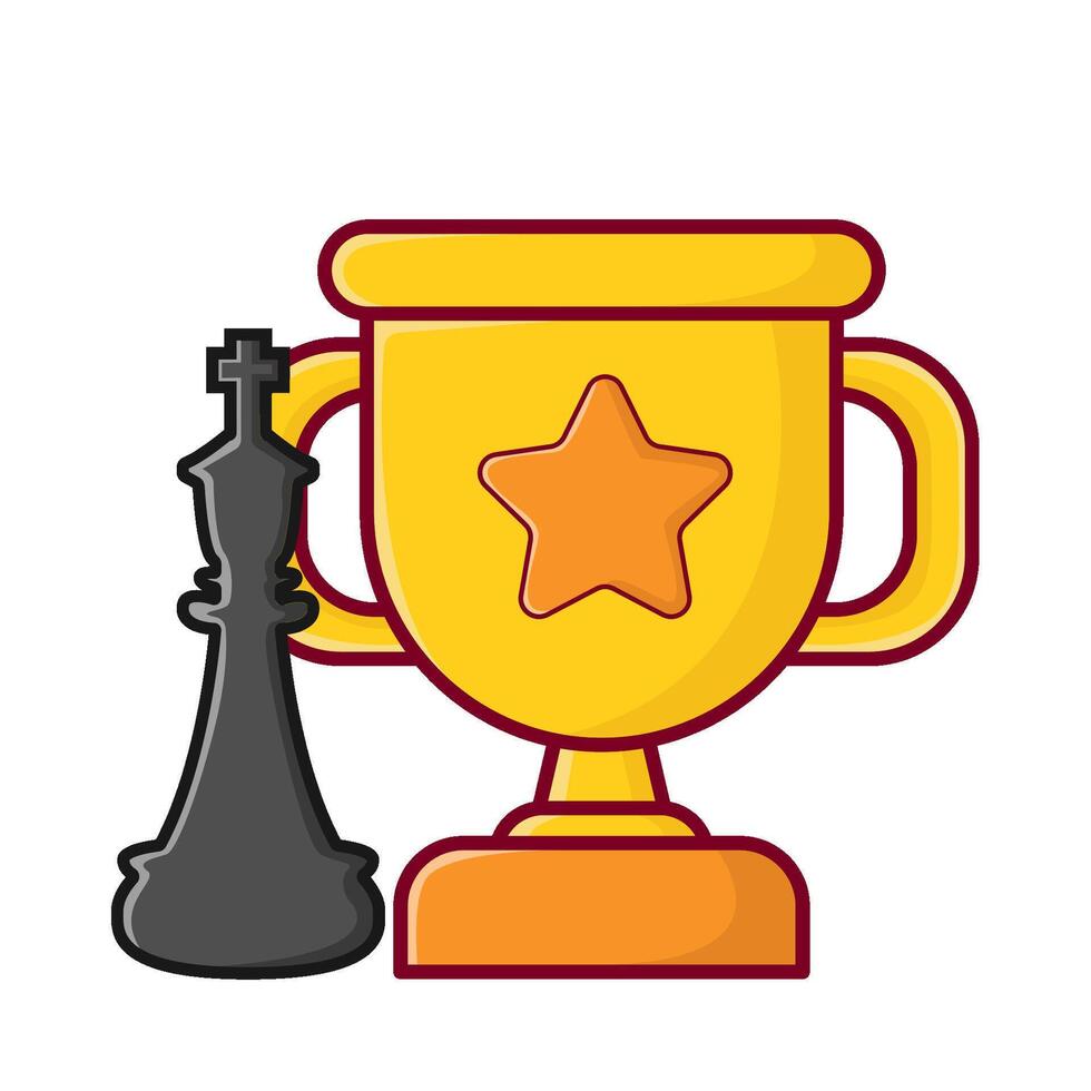 king chess with trophy illustration vector