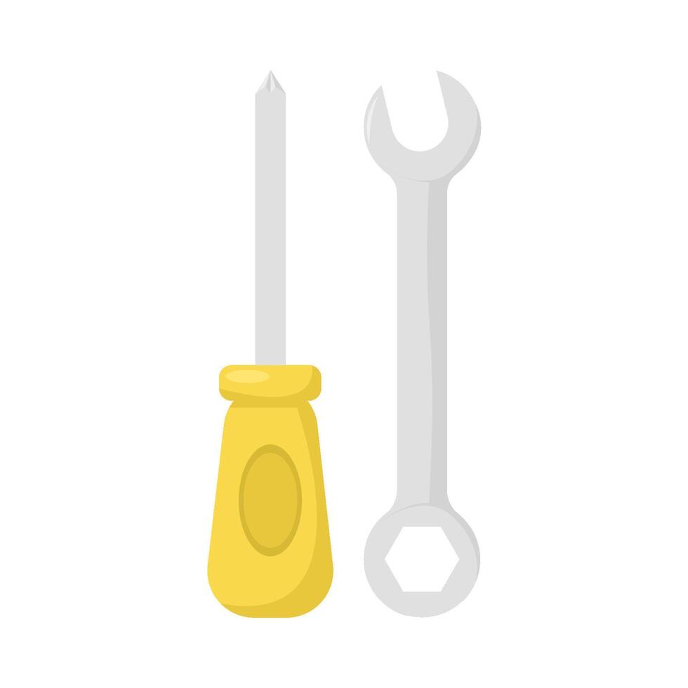 destornillador con llave inglesa herramientas ilustración vector