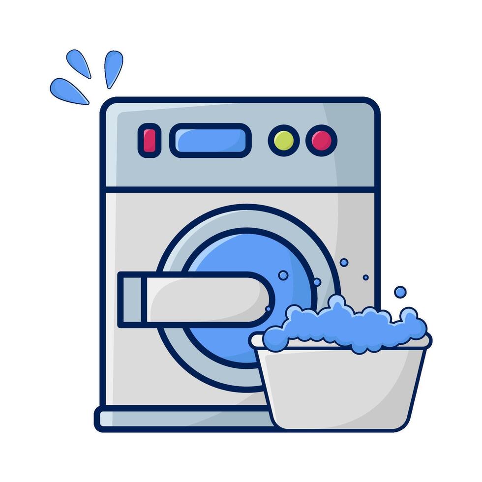 washing machine with bassin illustration vector