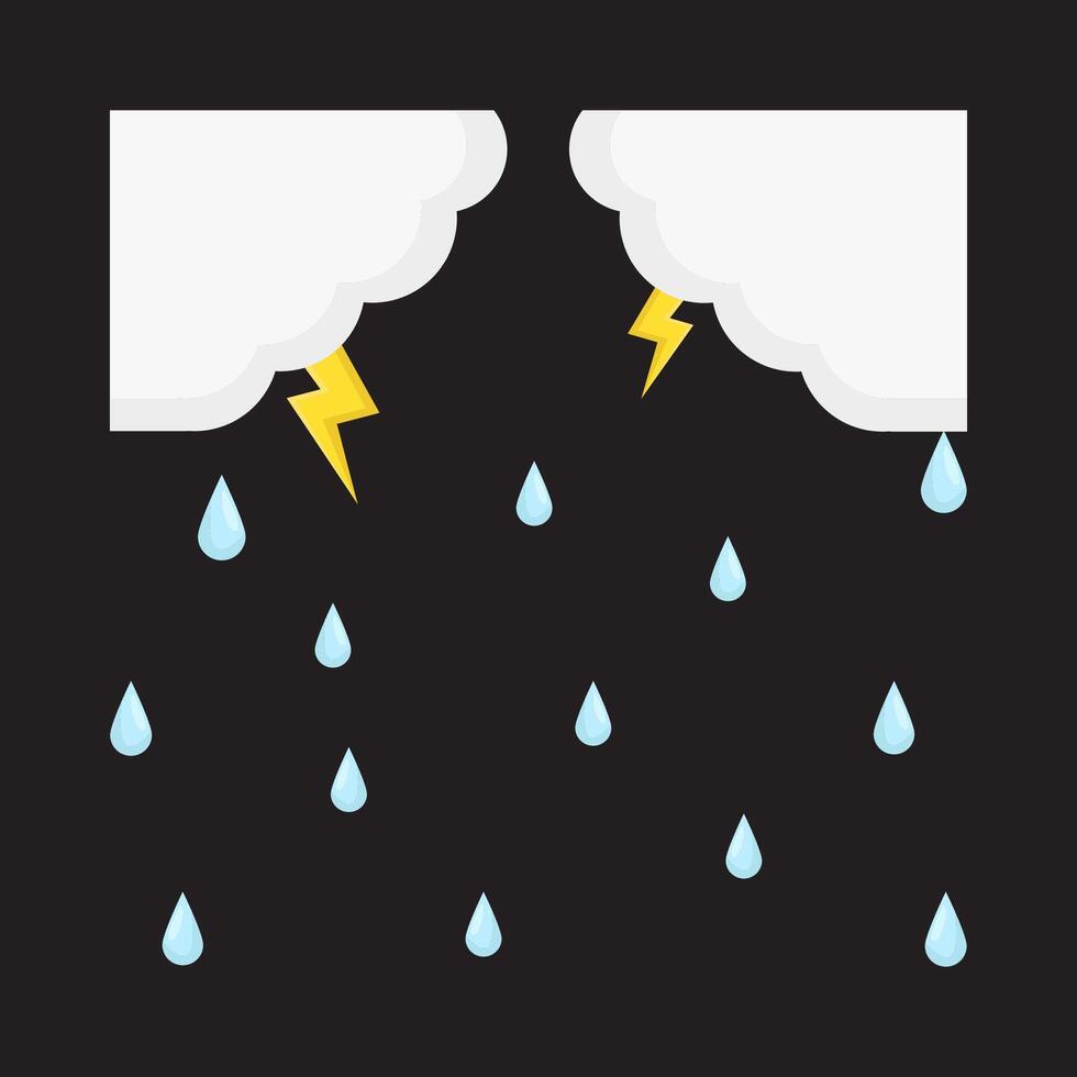 night rain with lightning illustration vector