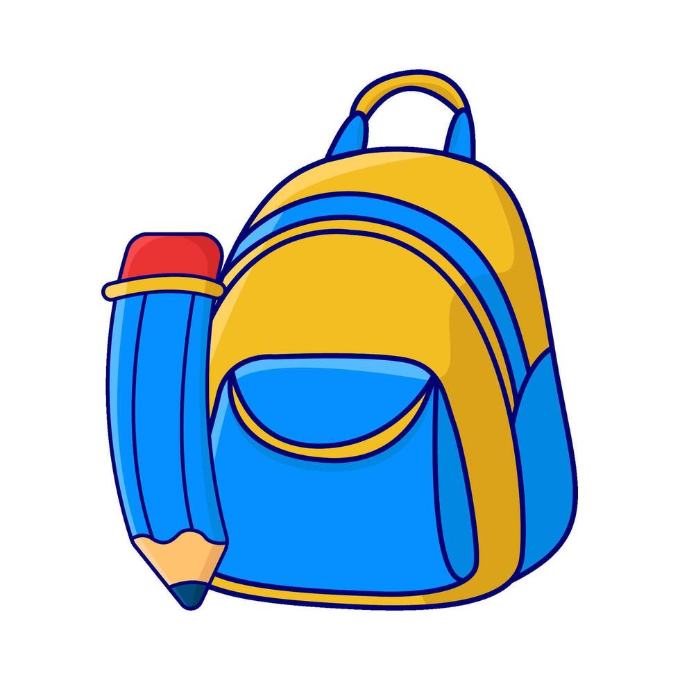 backpack with pencil illustartion vector