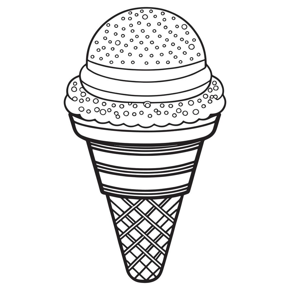 Ice cream outline coloring page illustration for children and adult vector