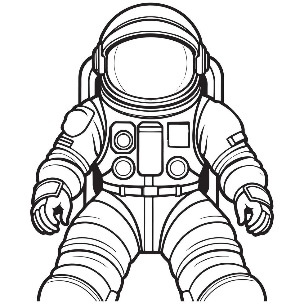 astronaut outline coloring page illustration for children and adult vector